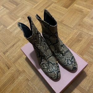 Zara Snakeskin Round Toe Boots